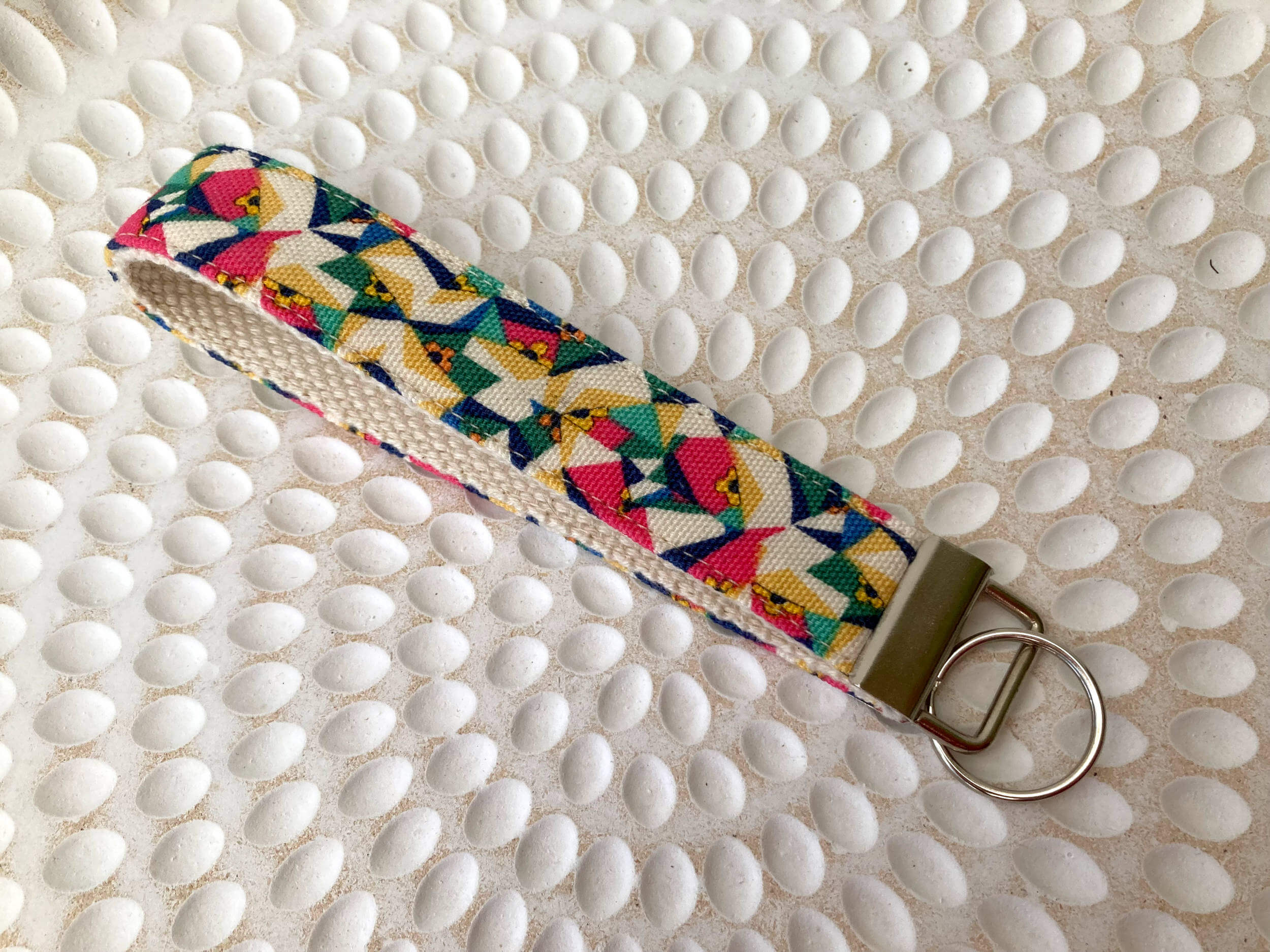 Sapphorium - 25mm Key fob wristlet - Yellow Green and Pink Liberty Poppys Patchwork